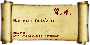 Manheim Arián névjegykártya